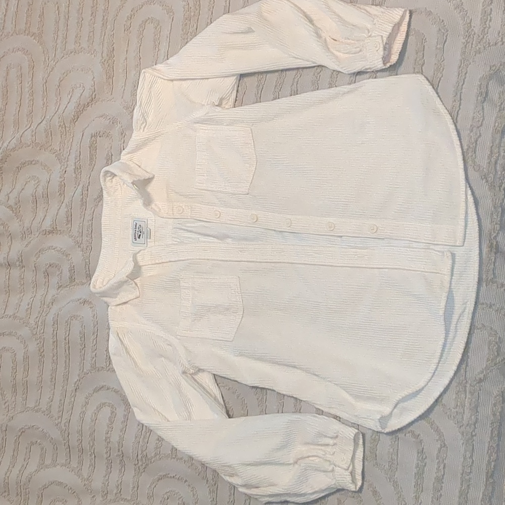 White Corduroy Flannel Top
